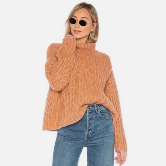 Free People Sweaters - Free People Fluffy Fox Chunky Wool Alpaca Blend Turtleneck Sweater Papaya xsmall